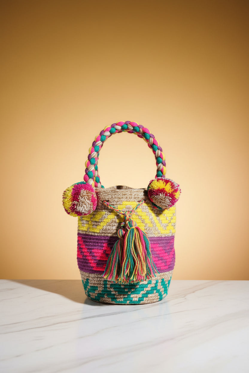 Bolso Artesanal Wayuu - Estilo bucket (Pequeño)
